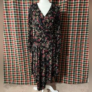 Ralph Lauren Black Floral Long Sleeve Dress